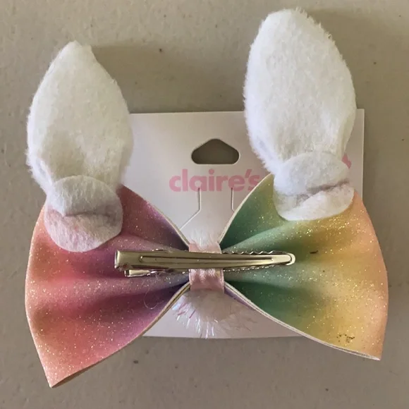 Claire’s Bunny Ears  Bow Hair Clip - Picture 2 of 2